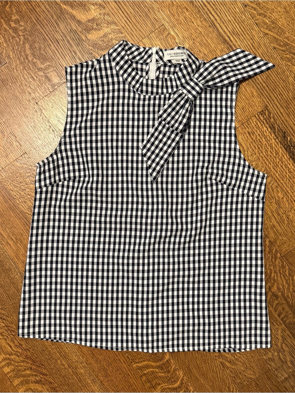 Lili Sidonio x Molly Bracken Navy & White Gingham Sleeveless Top. NWOT. Small